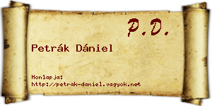Petrák Dániel névjegykártya